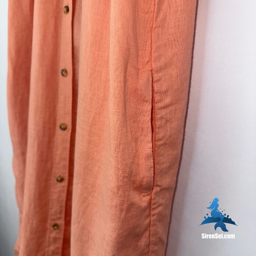 1146 J. Crew Relaxed-fit Short-Sleeve Linen Shirt-Dress - Size L - Orange - Picture 11 of 16